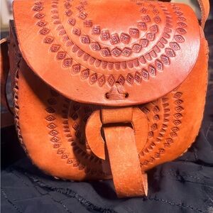 Handcrafted Tooled Tan Leather Purse